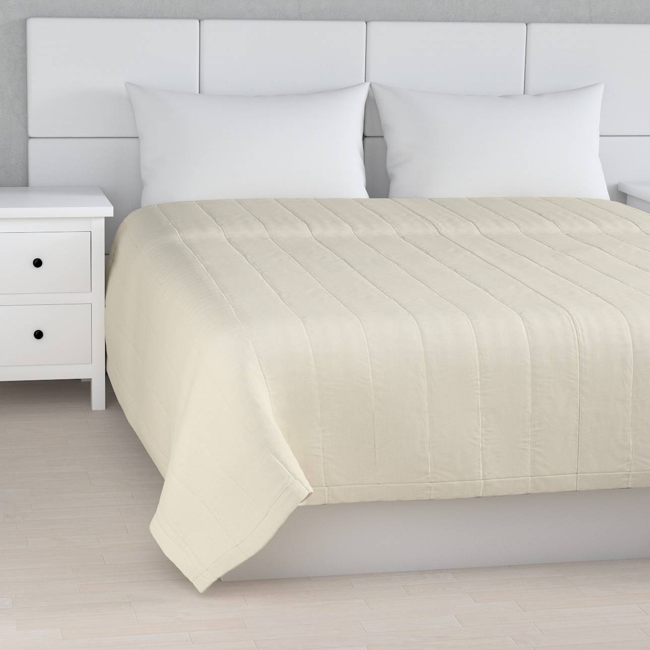 Sengetæppe quiltet<br/>10cm striber, Hvid, Sensuale Premium