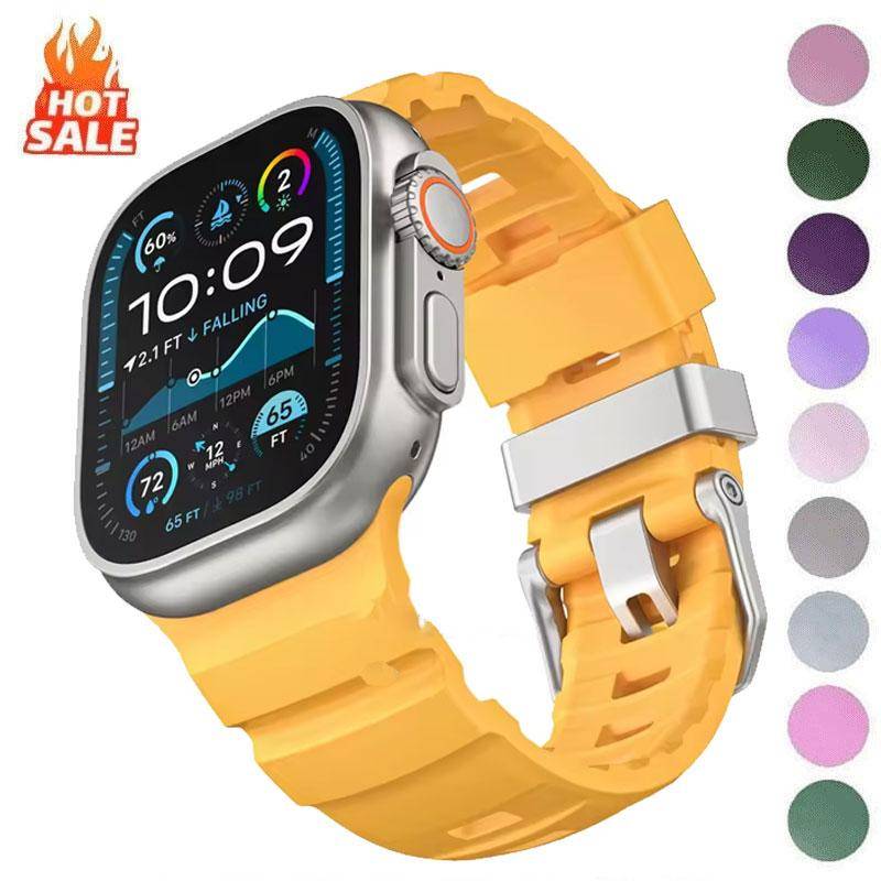Trail Silikonband för Apple Watch Ultra 3 2 49mm Rem 46mm 45mm 44mm 41 42mm Sportarmband för Series 11 10 Ultra 9 8 7 6 SE black
