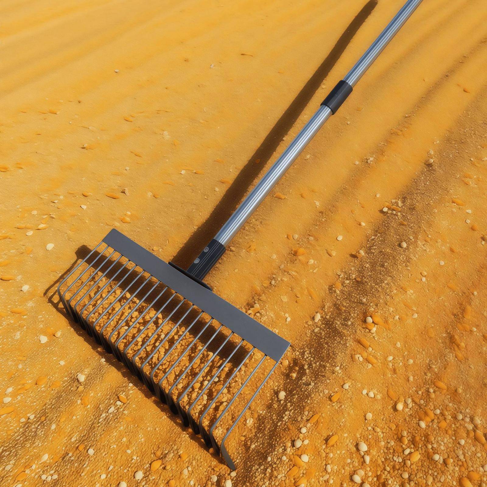 Trädgårdsräfsa, Skarvat handtag av metall, Ergonomisk design, Mångsidig användning för trädgård, buskar, brown