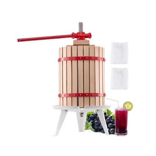 VEVOR 4,75 gal/18 l frugtvinpresse, massiv trækurv med 8 blokke, kraftig manuel juicemaskine, cider-æble-druetinktur-honning-olivenoliepresse med håndtag til køkken, hjemmet
