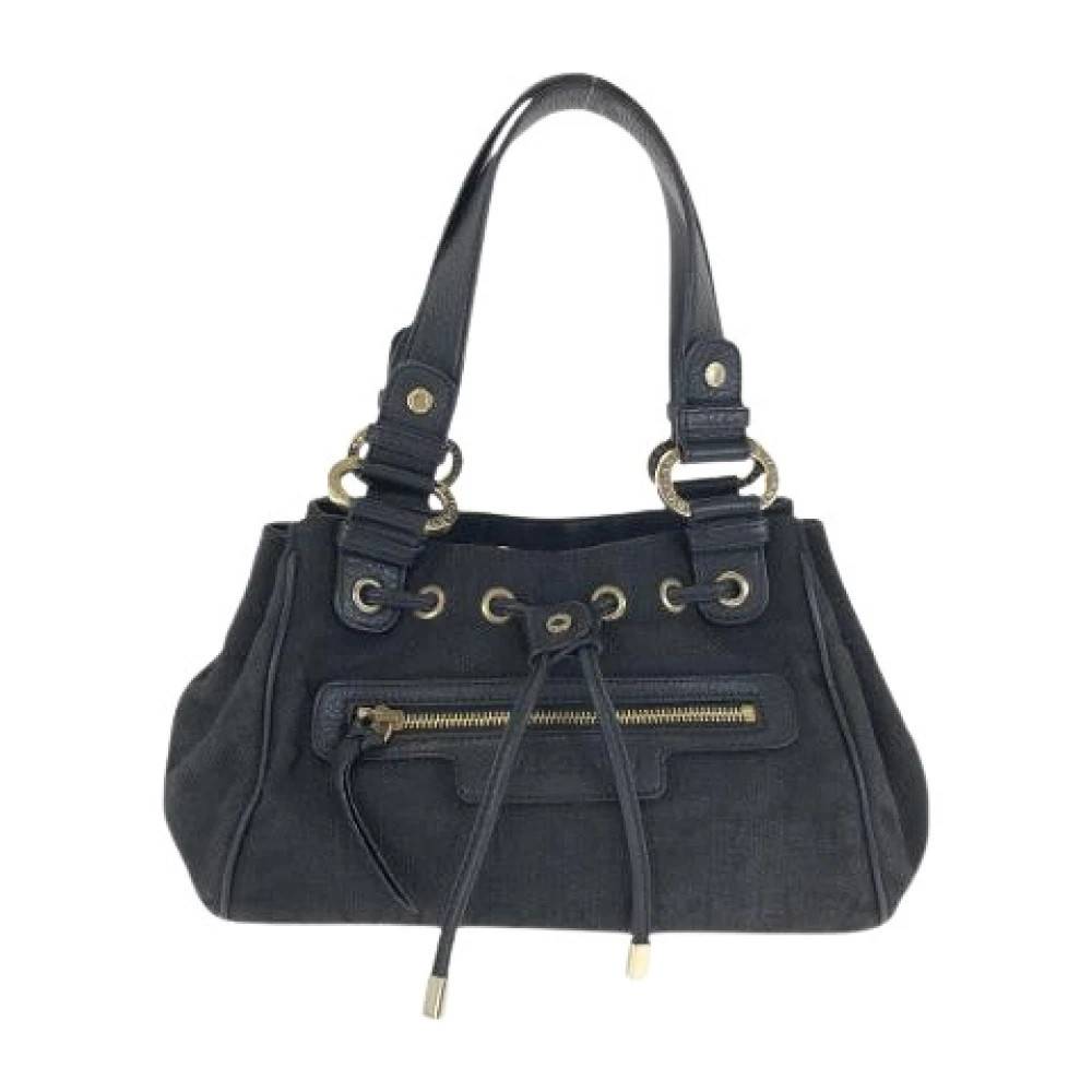 Bvlgari Vintage Pre-owned Logo Mania Canvas Læder Håndtaske - Vintage - Dame - Sort - ONE SIZE - Læder