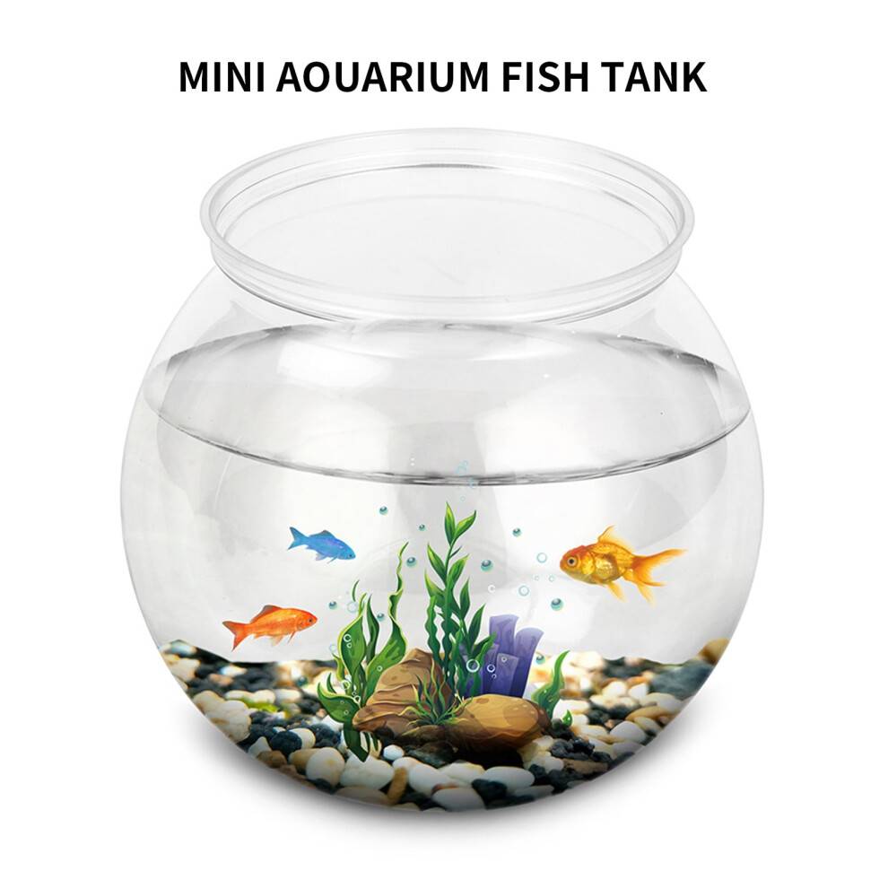 Rygai Akvarium Gennemsigtig Anti-drop Glat Plastik Akvarium Rund Fiskeskål Hjemmebrug, S