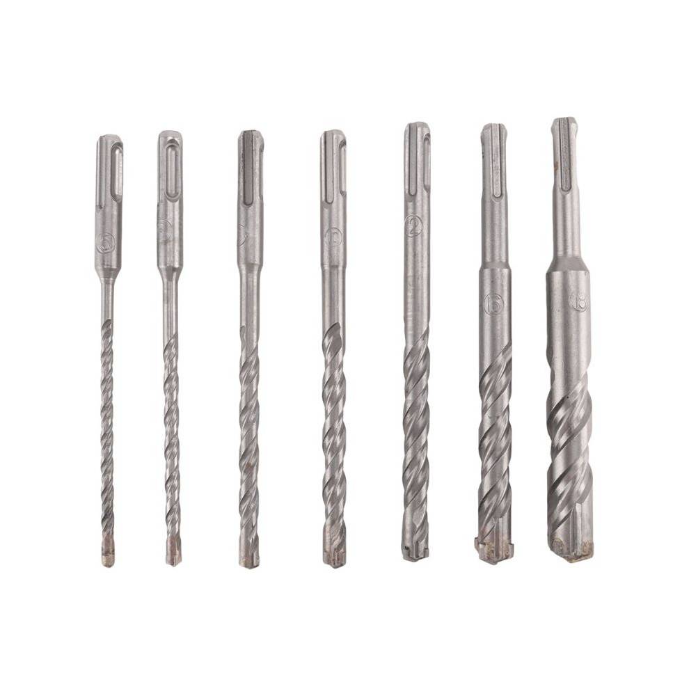 7 Pcs SDS Hammer Drill Bit Set, (4-Flute) for Concrete Brick Block Stone Masonry and Granite