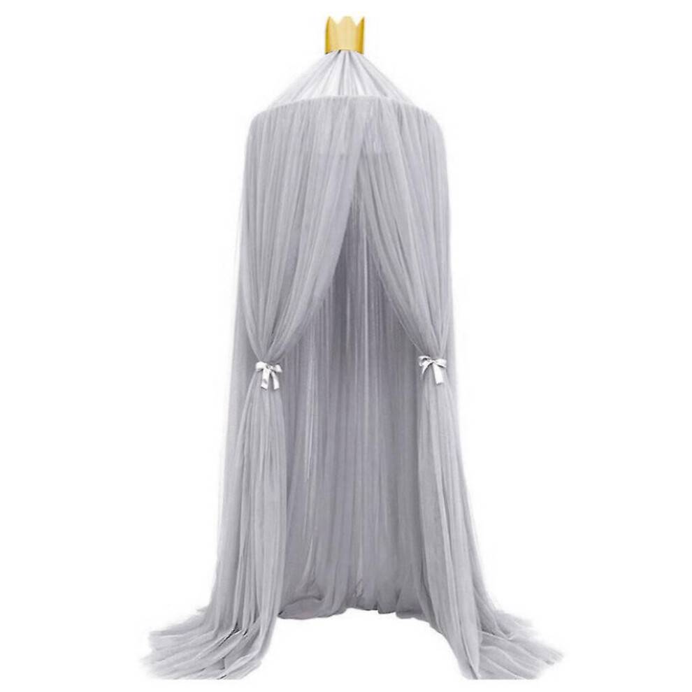 Elegant Färg Hemnät Myggnät Barnsäng Baldakin Nät Barn Baby Sovrum Grå