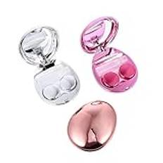 TOVINANNA 3 Datorer Påskägg Glasögon Fodral Portable Lens Case Lens Soak Storage Plating Lens Case Lens Lagring Holder Round Lens Case Lens Lens Container