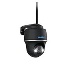 Reolink 5MP Säkerhetskamera Utomhus, 355°/140° Lutning Batteri med 2,4/5GHz Dubbelband WiFi, 5MP Mörkerseende, Smart Detektering, Night Vision, Time Lapse, Argus PT-5MP (Svart)