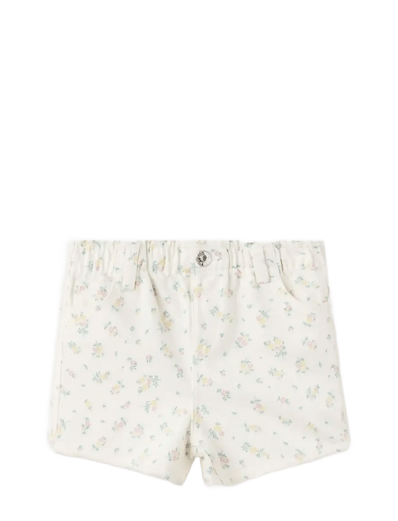 Mango Elastic Waist Floral Shorts - Cream - 18-24M