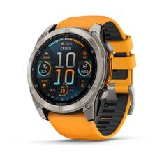 Fenix 8 - 51mm, AMOLED Running Smartwatch - Sapphire/Titanium w Spark Orange/Graphite Silicone Band / 51mm