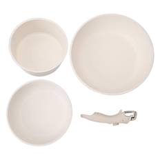 3PCS Frying Pan Set Detachable Handle Flat Bottom Pan Kitchen Cookware Sets for Induction Cooker L