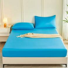 1 st enfärgad ädelstensblå lakan, Madrassskydd, Madrassöverdrag för säng, Mjuk och Andas, För Säng i alla storlekar - Twin, Full, King, Queen Size Lak - Blå - Multi-size