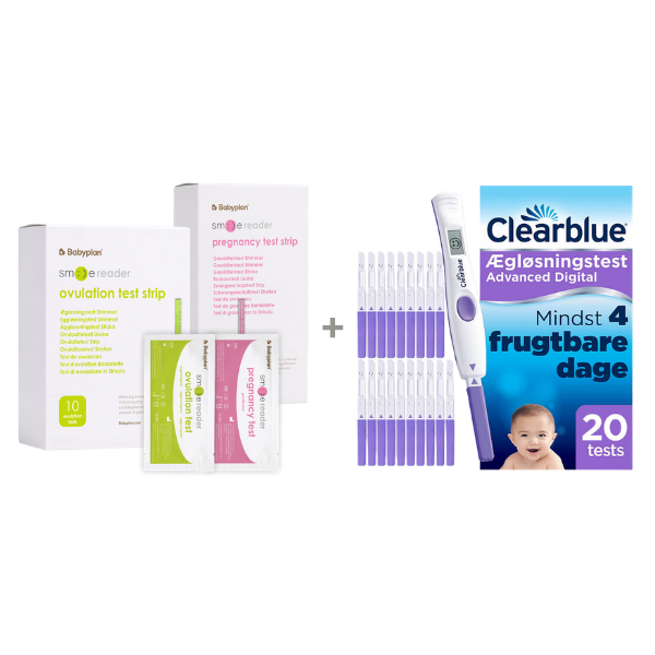 Pakke med Clearblue Advanced Digital ægløsningstest (20 stk.) + ny Smile Reader