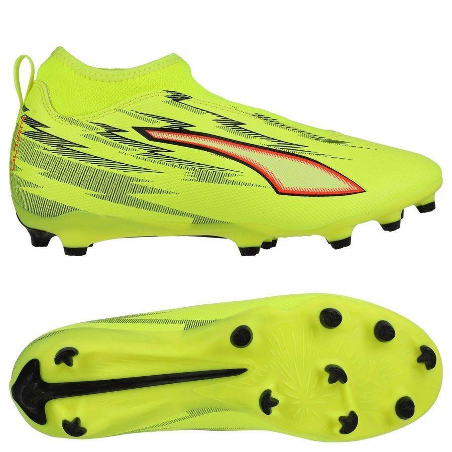 PUMA Ultra 6 Match Laceless + FG/AG Unleashed - Gul/PUMA Svart/Röd/Gul Barn - ['Gul'] (37½)