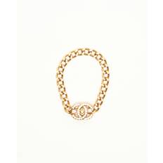CHANEL Coco Mark Turnlock Gold Rhinestone Bracelet