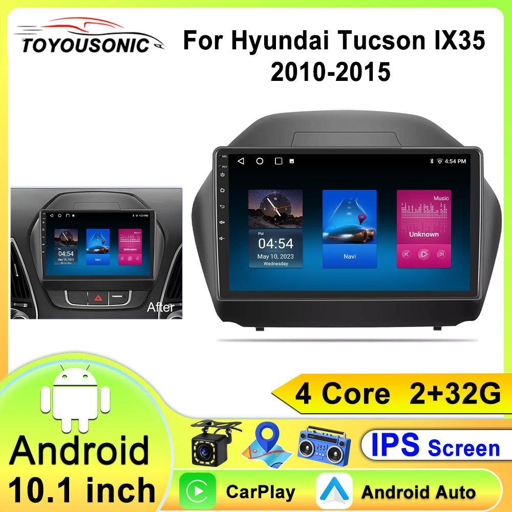 Bilradio För Hyundai Tucson 2 IX35 2010 - 2015 Trådlös CarPlay Android Auto Intelligenta System 2din WIFI DSP GPS BT gray