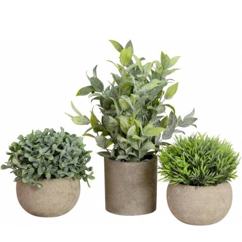 Europalms Table plants in pots, artificial plant, Set of 3 TILBUD NU