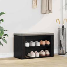 vidaXL Skoställ med hylla Svart ek 75 x 35 x 45 cm Konstruerat trä