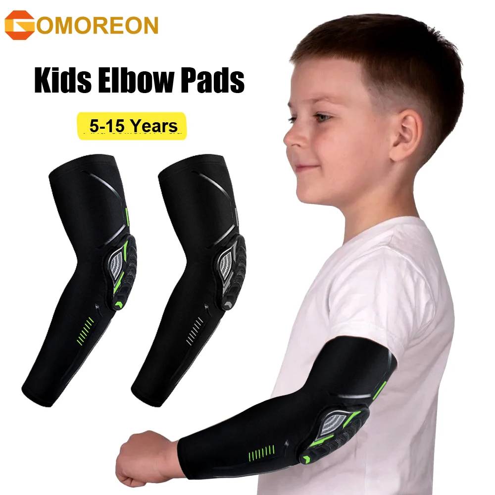 1Pcs Kids Arm Elbow Sleeve Pads 5-15 Years Children Youth Sports Compression Protective Elbow Guard for Volleyball, Basketball
