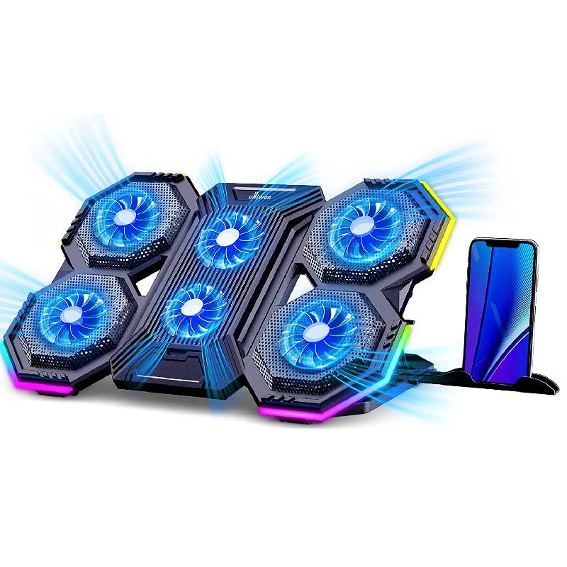 Ergonomic 6 Fans Comfort Notebook Cooler RGB Gaming Laptop Cooler Cooling Pad with phone holder