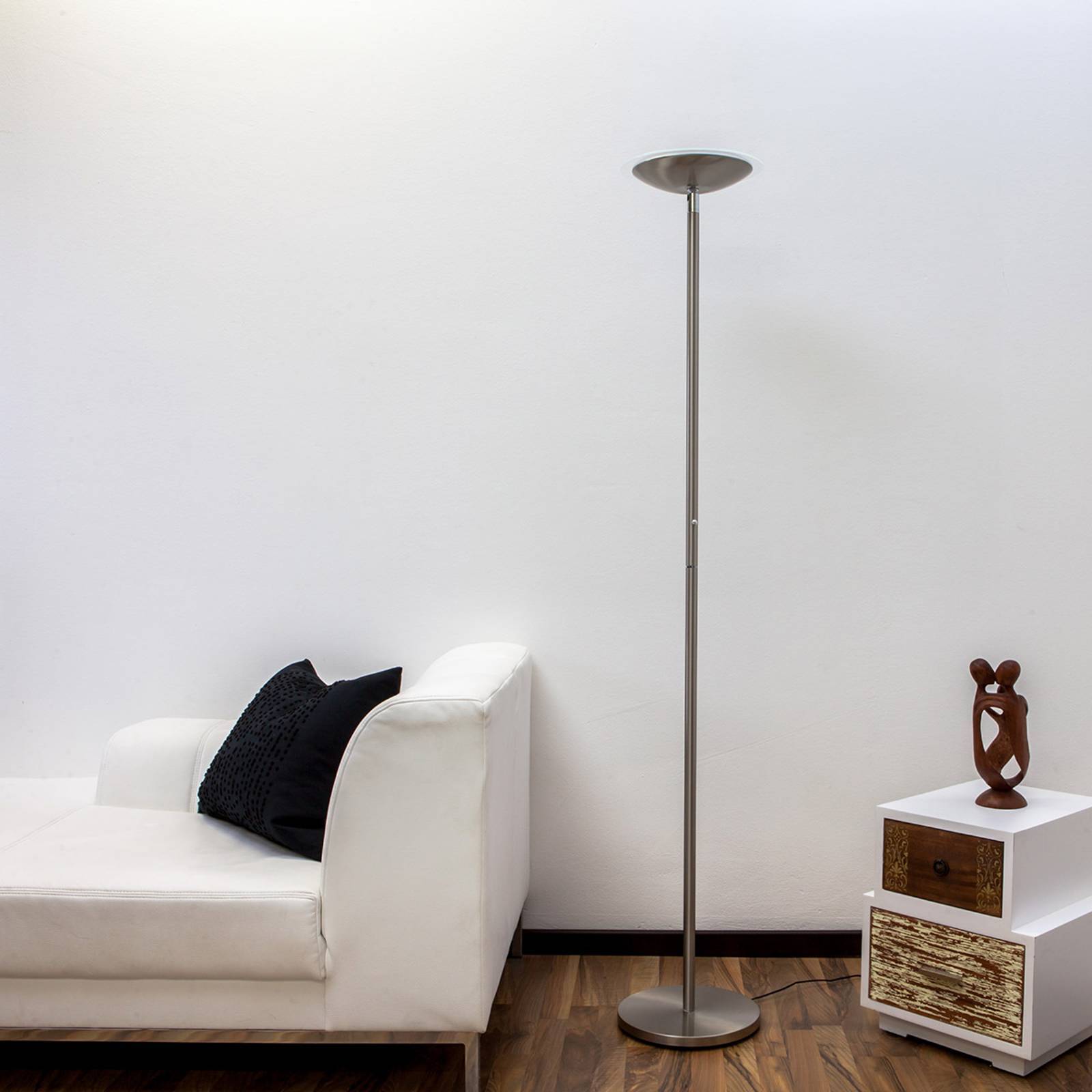 LED uplight golvlampa MALEA Lindby, dimbar, Aluminium / grå / zink, Vardagsrum / matsal, Metall, Modern, LED-golvlampa