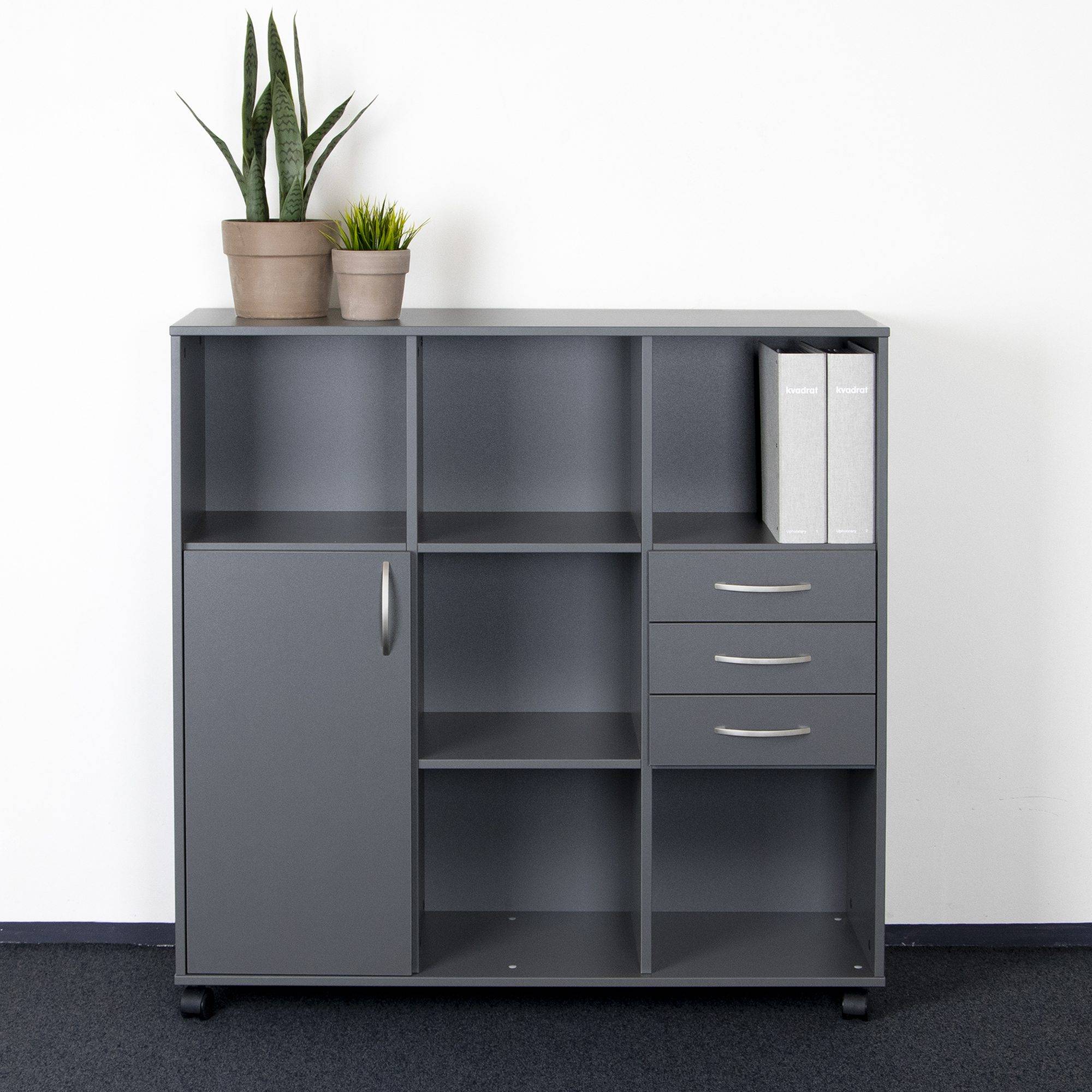 EPF Kontorreol, decor laminat med hjul - D:38 x B:118 x H:116 cm Bøg.
