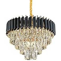 Ceiling lamp Ljuskronor, Ljuskrona Takljus Modern Stor Kristallkrona, Svart Metall Semi-Flush Mount Runda Taklampor Armaturer Rustik Kompatibel med Matsal Vardagsrum Sovrum-75 * 55cm Hem pendant lamp