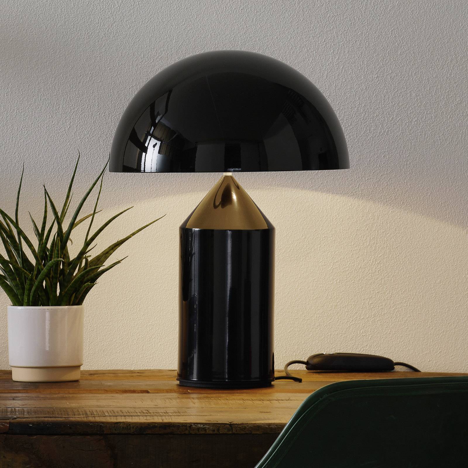 Oluce Design bordslampa Atollo, dimbar, Svart, Vardagsrum / matsal, Aluminium / grå / zink, Design, Bordslampa