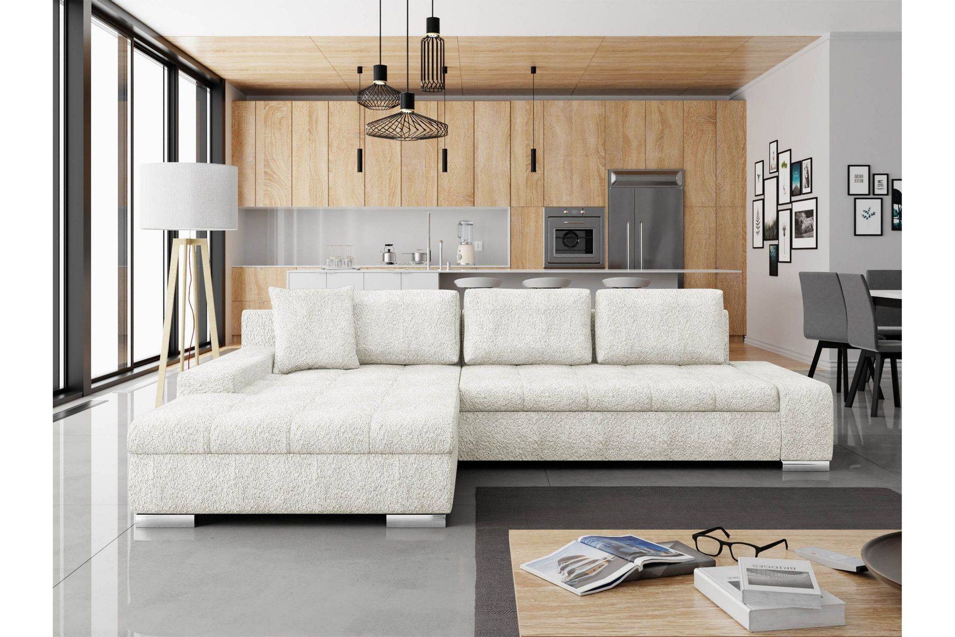 Cerys Bäddsoffa m. Divan 3-sits - Vit divan