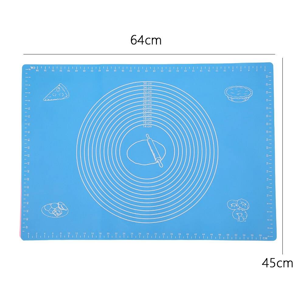 64*45cm silikon bakmatta pizza deg maker bakverk kök prylar matlagning redskap bakeware knådning tillbehör mycket - Blå 45 x 64cm
