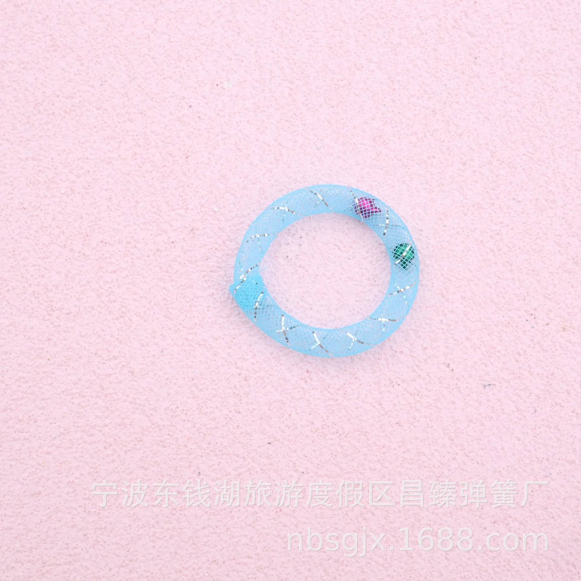 Donut-Shaped Spring Toy with Bell for Cats - Sky Blue