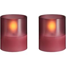 Moods & Moore Moods & More LED Glass Candle, Hurricane, Vintage Rose, 2- 0008 - Led Stearinlys hos Magasin