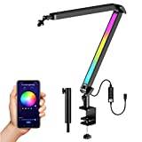 YOUSHARES RGB mikrofonarm kompatibel med Shure SM7B, MV7, HyperX QuadCast, Blue Yeti, Rode, Razer Seiren Mini och annan spelmic, Bluetooth Boom Arm med RGB, för 1/4", 3/8 tum och 5/8 tums adapter Mic