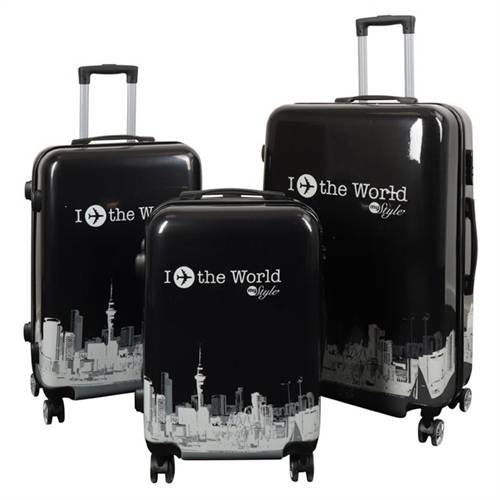 Kuffert - Kuffert med motiv - I Love The World black - Hardcase letvægt kuffert