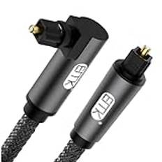 Optisk kabel för rätvinklig EMK 1M 90 graders roterbar TOSLINK-kontakt fiberoptisk sladd för Blu-Ray-spelare, Soundbar, HDTV, PS3/PS4, Xbox och mer 1M Svart