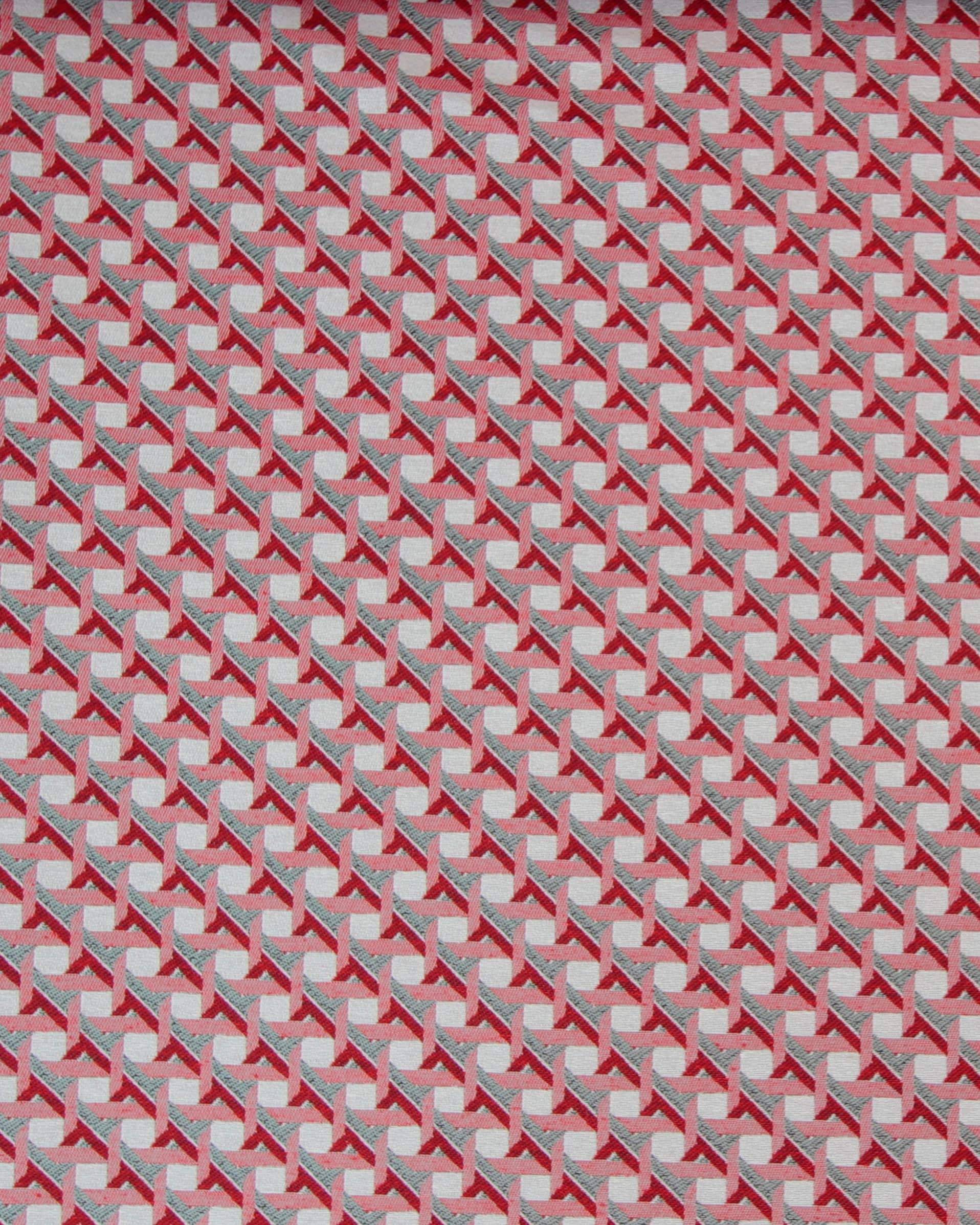 Mønster i rød/grå/offwhite Gobelin - 75% Polyester, 22% Bomuld, 3% Polyakryl