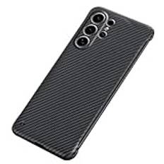 LUOTILAG Frameless Case för Samsung Galaxy S24 Ultra / S24 Plus / S24, Ultra Slim Shockproof Carbon Fiber Durable Phone Case Full Wrap Lens Protection Cover,Black,S24 Ultra