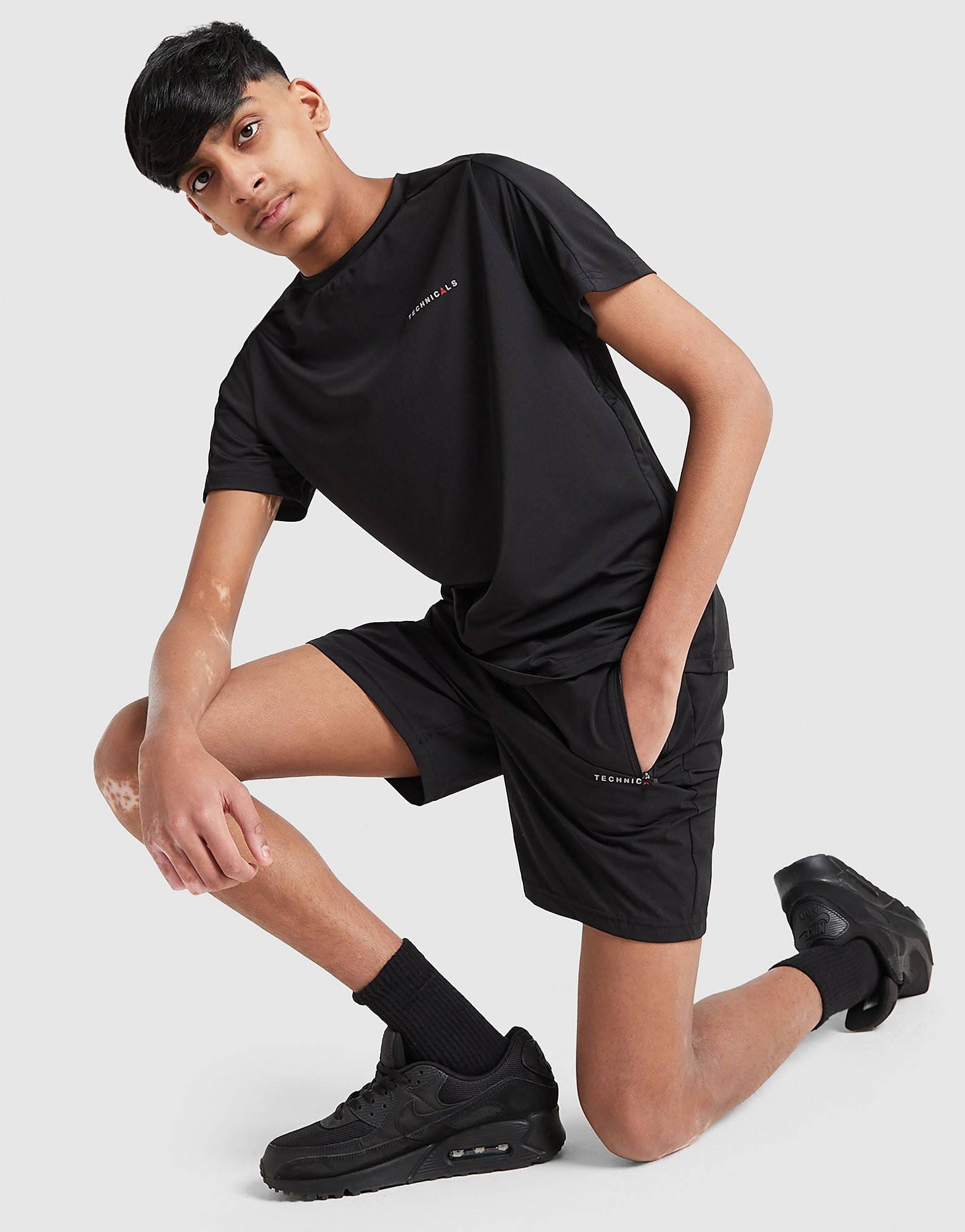 Technicals Mellizo T-Shirt/Shorts Set Junior, svart - 14-15Y
