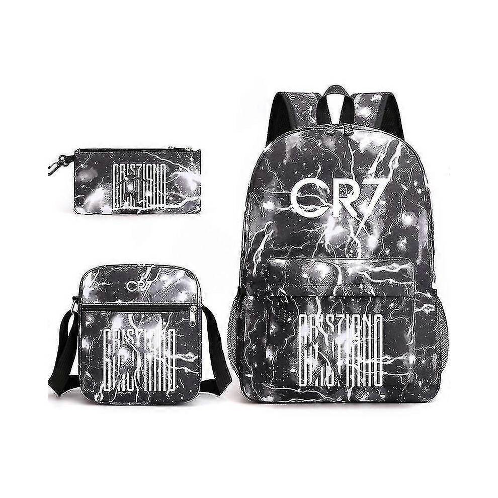 (Only satchel, 3) Fashion Cr7 3pcs Sets Backpack Mochila New Students Capacity School Bags Bookbag Travel Bag-