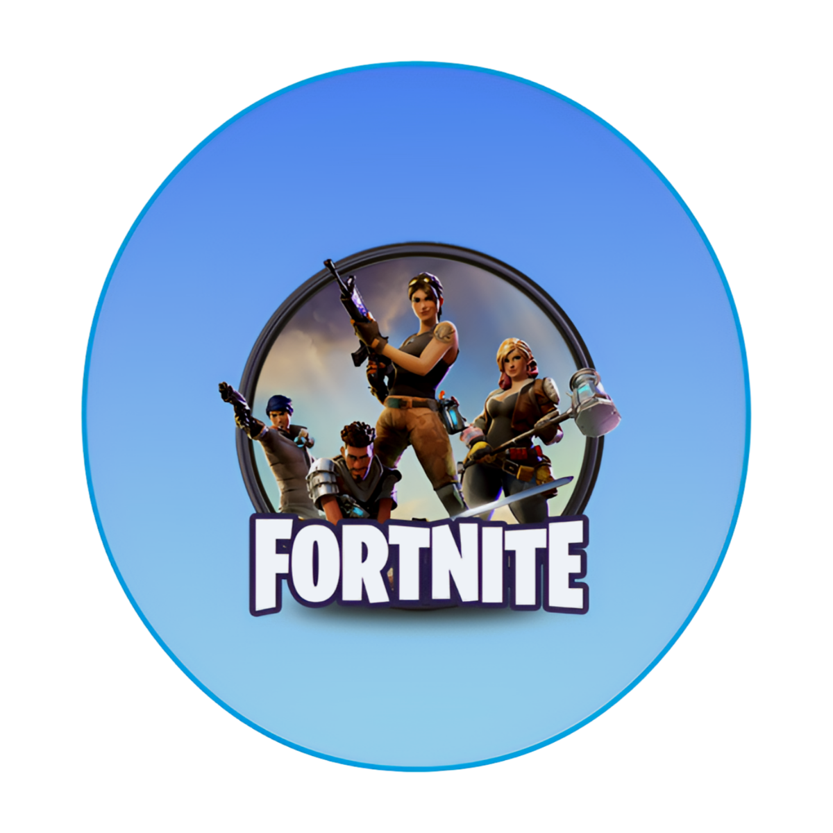 Fortnite sukkerprint med blåt 0-tal og helte Ø2–28 cm - 20 cm - 1 stk