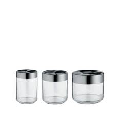 Alessi - glasburkar (3-pack) - unisex - Glas/rostfritt stål - one size - Silverfärgad