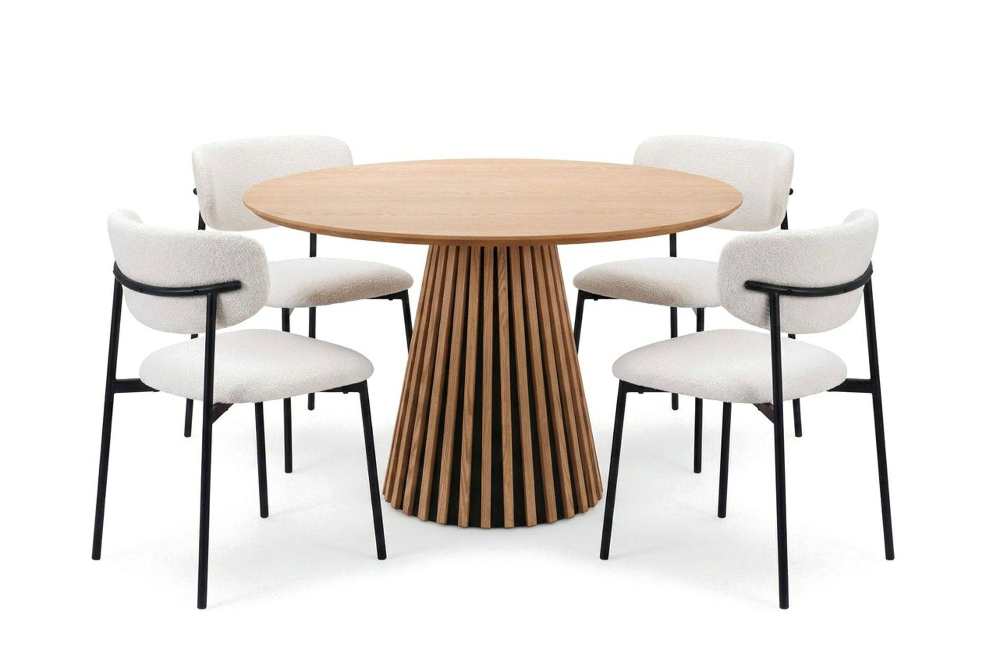 Peyra Matgrupp runt 110 cm Ek med 4 Lucy Matstolar - Brun Bark