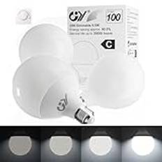 GY E27 LED-Glödlampor, Dimbar 9.5W 1521LM, 6500K Kall Vit, Ersätter 100W Halogenlampa, Frostad, Hög Ljusstyrka, Låg Energiförbrukning, Glödlampa G95, LED-Lampa 3 Stycken