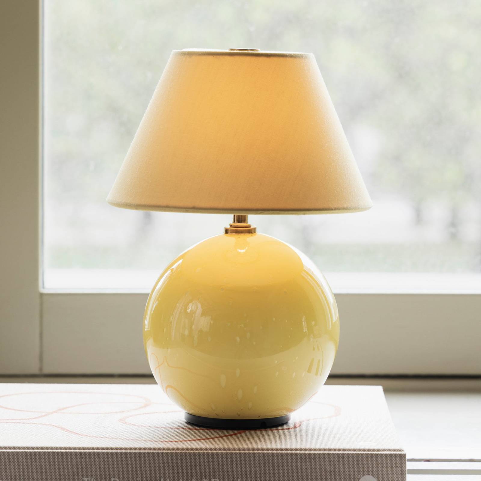 Globen Lighting Bordslampa IRIS, dimbar, Gul / orange, Vardagsrum / matsal, Textil / tyger / siden, Bordslampa