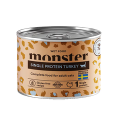 Monster Cat Adult Single Turkey Burk 200 g x 6 burkar - Våtfoder Katt