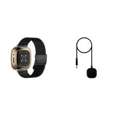 Fitbit Versa 3/4/Sense/Sense 2 Mesh Rem og Oplader Kabel Sort