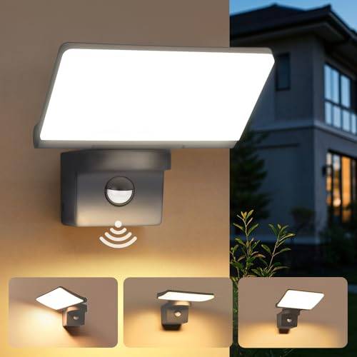 YindaLux Außenlampe mit Bewegungsmelder, 14W 1600LM, 3000K, Anthrazit