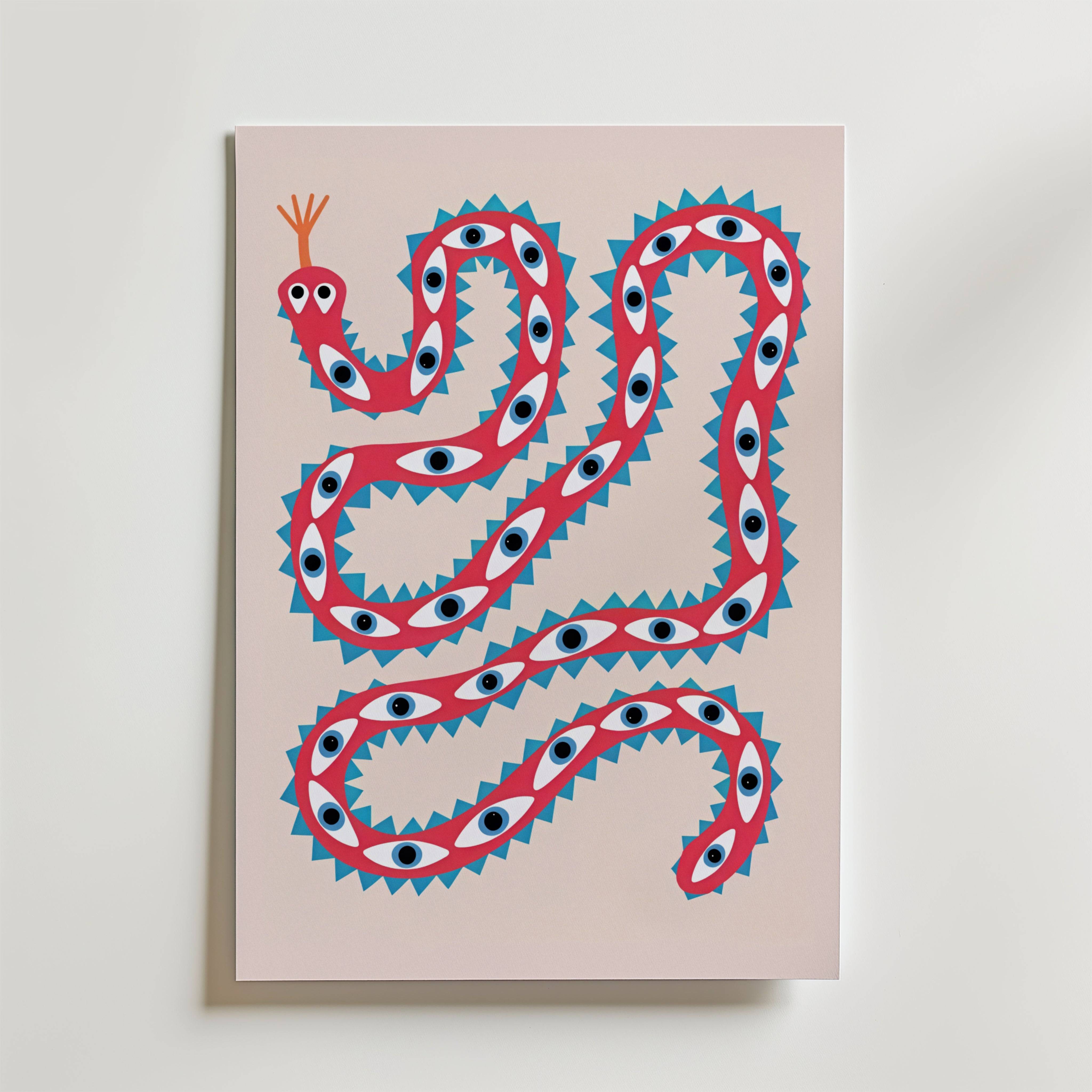 Playful Snake Art Poster - Premium Canvas 50x70 cm