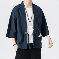 Samurai Crane Japansk stil Kimono Haori Män Kvinnor Kofta Kinesiska traditionella japanska kläder asiatiska kläder Japanska - Marinblå (L,M,S,XL,XS,XXL)