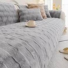 3D Fuzzy Rabbit Plush Sofa Cover, Soft Fur Sectional Couch Cover, Fluffy Faux Fur Cushion Cover, Non-Slip Sofa Slipcovers, Furry Cozy Shaggy Furniture Protector,03,90 * 90cm