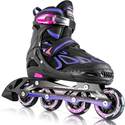 2pm Sports Justerbar upplysta barn inline-skridskor, rullblad för pojkar och flickor – lila små barn (Y9-12UK) (Lila, X-Large(41-44 EU))