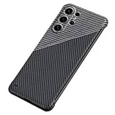 LUOTILAG Frameless Case för Samsung Galaxy S24 Ultra / S24 Plus / S24, Ultra Slim Shockproof Carbon Fiber Durable Phone Case Full Wrap Lens Protection Cover,Grey,S24